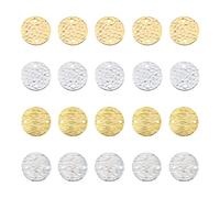 SUPERFINDINGS 40PCS 2estilos Enlaces Latón Conectores Abalorios Estampados Abalorios Colgantes 2colore Abalorios Disco Abalorios Redondos Planos Bricolaje Pendientes Hallazgos Agujero:1.2~1.6mm