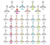 SUPERFINDINGS 48 dijes de alas de ángel de 8 colores, colgantes de ángel, colgantes de hada, cuentas de corazón con cierres de langosta, dijes de guardián para hacer joyas, llaveros, manualidades, 3,2