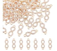 SUPERFINDINGS 50 colgantes de infinito, conectores de aleación de infinito, 22,5 x 8 x 2,5 mm, conector de eslabones de diamantes de imitación dorados, doble bucle para hacer pulseras, collares, joyas
