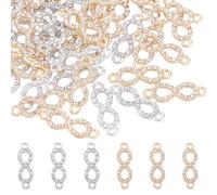 SUPERFINDINGS 50 conectores de diamantes de imitación de infinito, 2,25 x 0,8 x 0,25 cm, aleación de doble bucle, colgante para manualidades, pulsera, collar, fabricación de joyas