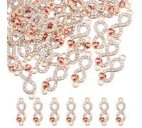 SUPERFINDINGS 50 conectores de diamantes de imitación infinitos de 23 x 8 x 3 mm, aleación esmaltada, diseño de mariquita, doble bucle, símbolo de infinito, enlace de conexión para pulseras, collares