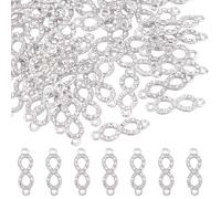 SUPERFINDINGS 50 piezas de infinito colgante conector aleación infinito eslabones encanto 22,5 x 8 x 2,5 mm platino diamantes de imitación conector izquierdo doble ojales para pulsera collar