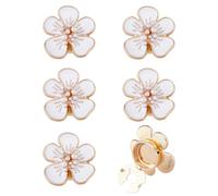 SUPERFINDINGS 6 botones de puño flor blanca camelia elegante aleación esmaltada de moda ideal para un traje de negocios