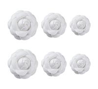 SUPERFINDINGS 6 broches de 3 tamaños de camelia blanca, elegantes pines decorativos de terciopelo rígido, broches clásicos de flores para mujeres y niñas, decoración de tela, Tela, Sin gemas.