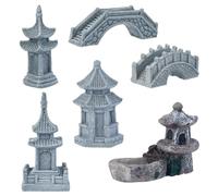 SUPERFINDINGS 6 Estatuas de jardín Zen Miniaturas Estilo Pagoda Linterna China Miniatura Puente de la Torre Decoración de Jardín de Hadas Accesorios para Jardín Balcón Gris Pizarra