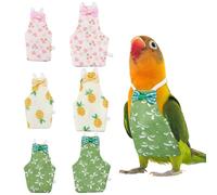 SUPERFINDINGS 6 pañales reutilizables para loros con orina lavable, impermeable, traje húmedo de orina, color verde, rosa, amarillo, disfraz de cacatúa, ropa con cuerda elástica para loros, cacatúas