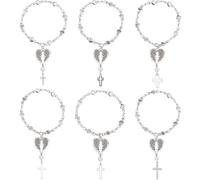 SUPERFINDINGS 6 piezas 6 estilos con encanto de rosario para volante, encantos de interior de coche para espejo retrovisor central colgantes de coche cruz adornos colgantes de aleación cruz y corazón