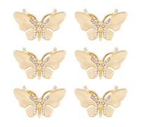 SUPERFINDINGS 6 piezas oro mariposa aleación diamantes de imitación broches 18.5mm delicado elegante mariposa alfileres de solapa clásicos animales insectos broches para fiesta de Navidad vestido