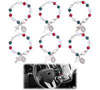 SUPERFINDINGS 6 piezas rosario cruz para volante coche ornamento colgante espejo retrovisor interior coche encanto con adorno colgante rosario cruz encanto virgen maría cadena cuerda para decoración