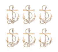 SUPERFINDINGS 6 pines de solapa de ancla de aleación de 3,7 cm con diamantes de imitación de ancla de timón, bonitos broches náuticos para bufandas, insignias, collares, faldas de punto, mochila, ropa
