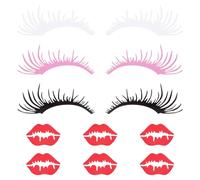 SUPERFINDINGS 6 Sets 3 Colores Pestañas Pegatinas Coche con 6Pcs Labio Rojo Pegatinas Coche Rosa Pegatinas Faros Coche Negro Claro Ventana Parachoques Pegatinas para Coche