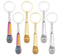 SUPERFINDINGS 6pcs 3 colores Mini Micrófono Llavero Música Llavero Retro Sonido Colgante Llavero Charm Lindo Llaveros Decorativos Llaveros para Músicos Cantantes