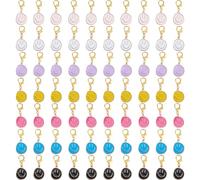SUPERFINDINGS 70 dijes de 7 colores con clip de sonrisa, coloridos dijes de cara sonriente, dijes de aleación esmaltada, colgantes de cara feliz con cierres de langosta para hacer joyas, bolsos