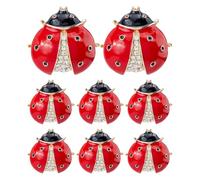 SUPERFINDINGS 8 broches de mariquita, lindos broches de insectos de dibujos animados de 2,5 cm, ramillete de animales de mariquita, alfileres de aleación de diamantes de imitación para ropa, bolsos