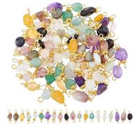 SUPERFINDINGS 80 piezas de 20 estilos de cuentas de piedras preciosas de cuarzo, conectores de eslabones ovalados irregulares para collares, pulseras, pendientes, llaveros, fabricación de joyas,