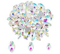 SUPERFINDINGS 85pcs 3 Estilos Ojo de Caballo Cristal Diamantes de Imitación Costura Piedras de Pedrería Flatback Piedras con 2 Agujeros para Manualidades DIY Ropa Zapatos