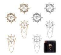 SUPERFINDINGS 8pcs 2 Estilo 2 Color Ancla Náutica Broche Cristal Rhinestone Pin de Seguridad Estilo Marinero Etiqueta Pin Insignias de Dirección Traje Vintage Decoración para Fiesta