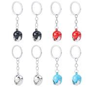 SUPERFINDINGS 8pcs 4 colores llavero casco 3D de metal para hombres encanto Auto colgante con anillos plateados llavero casco para espejo retrovisor bolso mochila ornamento llave