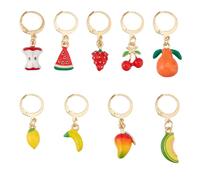 SUPERFINDINGS 9 dijes para zapatos deportivos hechos a mano con forma de fruta de 30 mm, aleación dorada esmaltada de grado de joyería con cierre de acero inoxidable, decoración ligera de cordones