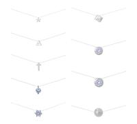 SUPERFINDINGS 9 Estilo Transparente Línea de Pesca Collares Collar Colgante Invisible Moda Single Cruz Estrella Circonita Cúbico Colgante Collar Lindo Joyería para Pasajeros, 7.5*7.5*1.7, Zinc, No es