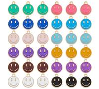 SUPERFINDINGS 96 pieza de 12 colores de Dijes de Cara Sonriente Dijes de Aleación Esmaltados con Luz de Sonrisa Colgante de Cara Feliz de Oro para Hacer Joyas Agujero:1.5mm