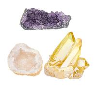 SUPERFINDINGS Amatista Geoda 3Estilo Amatista Piedra Natural Ángel Aura Cuarzo Geoda Púrpura Proyecto Grandes Racimos de Amatista Cúmulo de Cristal de Roca Natural Geoda Citrino Nuggets Piedra para