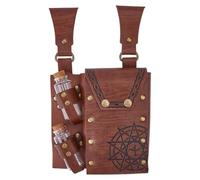 SUPERFINDINGS - Bolsa para cinturón de alquimia medieval con 2 frascos de cristal corcho, de piel sintética, marrón, bolsillo retro, bolsa de plátano, con botella, bolsillo, cinturones de brujo, bolsa