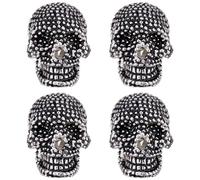 SUPERFINDINGS - Broche de calavera gótico de 4 piezas, estilo punk de plata antigua, cabeza de esqueleto de aleación en miniatura con solapa y insignia de esqueleto de Halloween