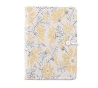 SUPERFINDINGS Carpeta A5, 6 anillas, cubierta de hojas sueltas, planificador personal con botón, diseño floral amarillo, carpeta para cuadernos para hojas A5, papel de repuesto (no es papel de relleno