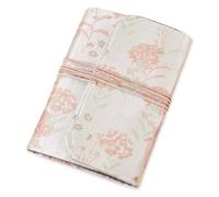 SUPERFINDINGS Carpeta A5 recargable, cuaderno de tela con flores de coral claro, 6 anillas, cubierta con páginas en blanco y bolsillo, A5, hoja suelta, planificador personal, bordado, diario de viaje