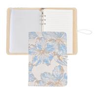 SUPERFINDINGS Diario bordado A5 - Cuaderno de flores, color azul claro, 6 anillas, cuaderno de tela recargable con 90 páginas con líneas y 10 bolsillos con cierre de PVC para mujeres, agenda