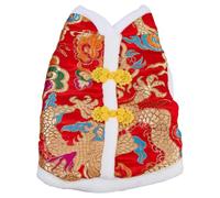 SUPERFINDINGS Disfraz de perro de Año Nuevo Invierno Dragón Botones Cheongsam Cálido Poliéster Ropa Animal Chaleco Tang Dinastía Abrigo Navidad Ropa para Teddy Bichon Perros Pequeños 26,5 x 20 x 1 cm