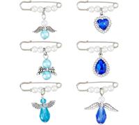 SUPERFINDINGS - Encanto de ramo de ángel (6 unidades, regalo de algo de azul, para la novia, ángel de la guarda, con encanto, de novia, conmemorativo, de ramo de boda, para regalos de memoria en