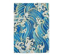SUPERFINDINGS Fundas para libros A5, funda para libro de bolsillo, lavable, con cielo ondulado japonés en azul, funda de tela para cuaderno, 14,9 x 21,8 cm