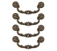 SUPERFINDINGS Juego de 4 tiradores de cajón vintage con tirador de 6,5 cm, centro de orificios, aleación de bronce antiguo, tiradores decorativos para armario de cocina, mesita de noche