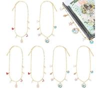 SUPERFINDINGS Juego de 6 collares con 2 estilos de cadena de la Biblia de fe estética con cuentas marcapáginas, 50 cm de longitud, colgante dorado con temática de playa, decoración de joyería bíblica
