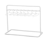 SUPERFINDINGS Juego de Perchas para Ropa de Muñecas de Hierro 150x70x120mm Mini Perchero de Metal Blanco con 10 Piezas Perchas para Ropa de Muñecas Pequeñas con Una Sola Barra