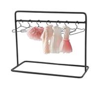 SUPERFINDINGS Juego de Perchas para Ropa de Muñecas de Hierro de 150x70x120mm Mini Perchero de Metal Negro con 10 Perchas para Ropa de Muñecas Pequeñas con Una Sola Barra Pequeña
