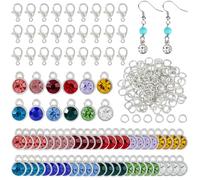 SUPERFINDINGS - Kit de fabricación de pulseras con colgantes redondos y planos de aleación de zinc, 120 colores con cierres de mosquetones para collares y joyas