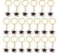 SUPERFINDINGS - Lote de 20 llaveros de graduación, 20 llaveros con forma de birrete, aleación esmaltada con anillo dorado, regalo de recuerdo para celebración de diploma y máster, Class Of 2026