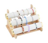 SUPERFINDINGS Soporte de Exhibición de Pulseras de Joyería de Terciopelo de 1 Nivel con Barra de Reloj Extraíble Blanca para Almacenamiento de Joyería de Pulsera Lazos para el Cabello Y Reloj.