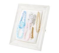 SUPERFINDINGS Soporte para pendientes de madera, soporte para joyas, de lino, con alfileres para la presentación de pendientes y pulseras, 23,2 x 18,1 cm