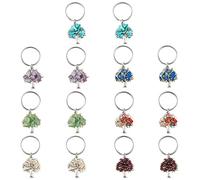 SUPERFINDINGS SUPERENCUENTROS Llavero Árbol de la Vida Llavero de piedras preciosas Colgante de Piedra de Cristal NaturalLlavero con Llaveros Divididos para DIY Bolsa de la Suerte Encantos Llavero