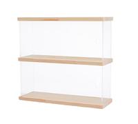 SUPERFINDINGS Vitrina de Acrílico 2 nivel Estante de Exhibición para Figuras Funko Pop Caja de Almacenamiento de Madera para Colecciones Soporte de Exhibición 39.5x9.7x27.45 cm