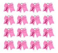 SUPERFINDINGS16 piezas de nudos de pelo conciencia cáncer de mama rosa cinta elástica grande impresa para cola de caballo mujeres 47mm 1.85 inch