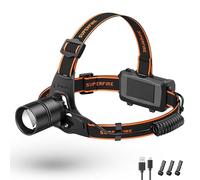 SuperFire Linterna frontal LED recargable, superbrillante, 15000 lúmenes, USB, linterna frontal con sensor y luz en la parte trasera, 3 clips y zoom y 5 modos, ajustable para pesca, camping