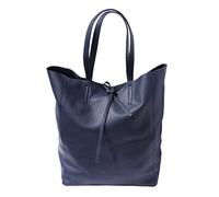 Superflybags Bolso mujer Shopper de hombro de piel auténtica modelo Elba Made in Italy, azul oscuro, L