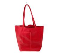 Superflybags Bolso mujer Shopper de hombro de piel auténtica modelo Elba Made in Italy, rojo, L