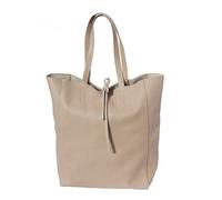 Superflybags Bolso mujer Shopper de hombro de piel auténtica modelo Elba Made in Italy, topo, L