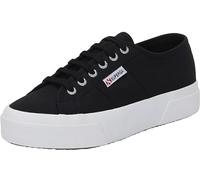Superga 2740 - Tenis de plataforma para hombres y mujeres, icónicos tenis italianos para hombre y mujer con parte superior de lona transpirable, suela de goma antideslizante, Negro Avorio, 6 Women/4.5